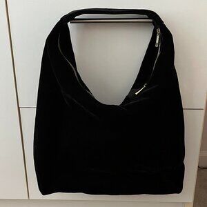 Tabitha Webb Hobo Bag Velvet Gold Zipper